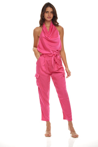 Hot Pink Halter Neck and Pants Set