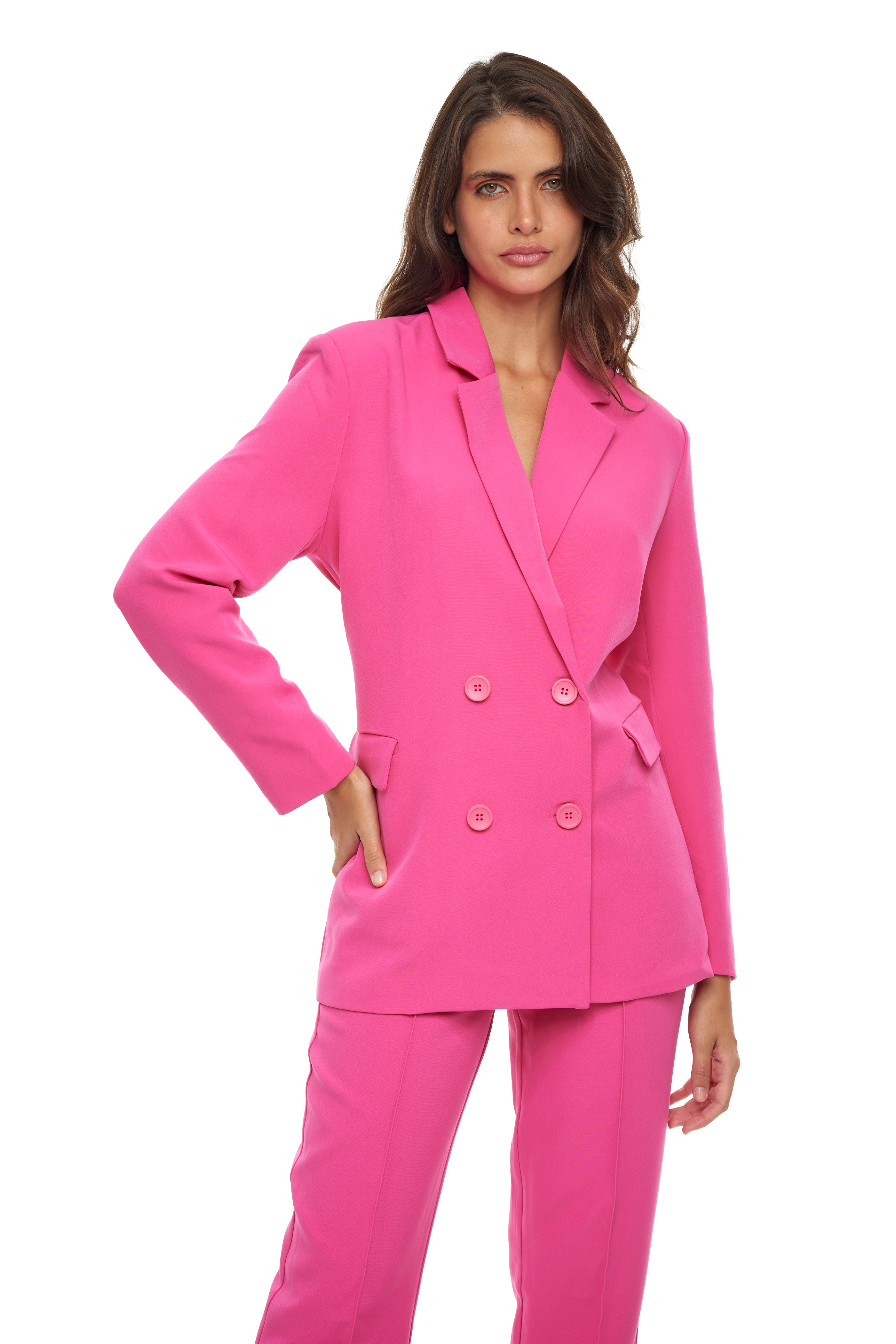 Pieces oversized blazer in bright pink