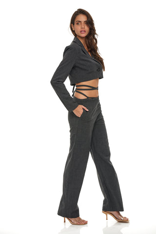 To the Point Charcoal Suit Set