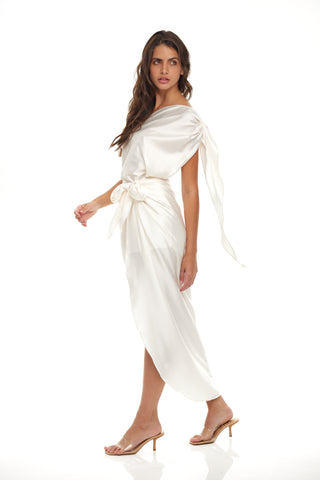 Greek Goddess Silk White Dress