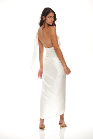 Greek Goddess Silk White Dress