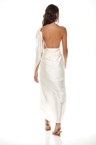 Greek Goddess Silk White Dress