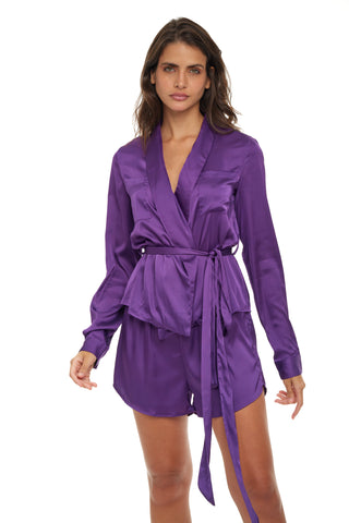 Miss Royalty Purple Silk Short Set