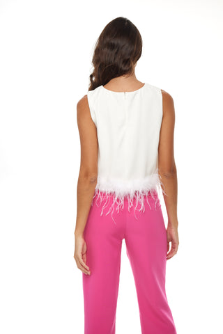 Feather Trim crop Top