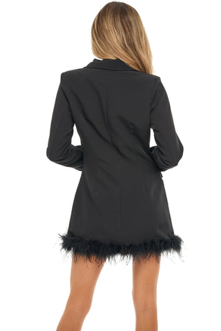 Feather Trim Blazer Dress